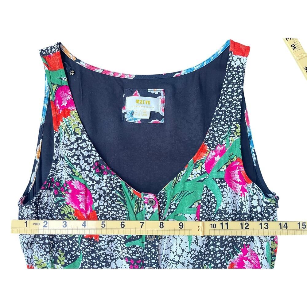 Maeve by Anthropologie Violette Floral Sleeveless Fit Flare Midi Dress - Size 0 - Picture 9 of 15